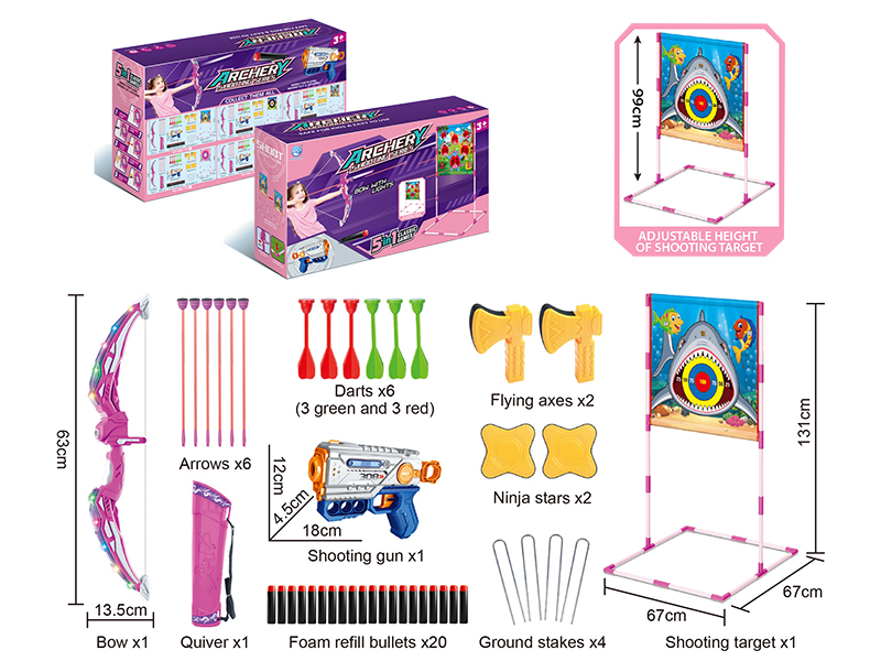 Girls Archery Shooting Series 5 In 1 Classic Games(Shark Cloth Target)