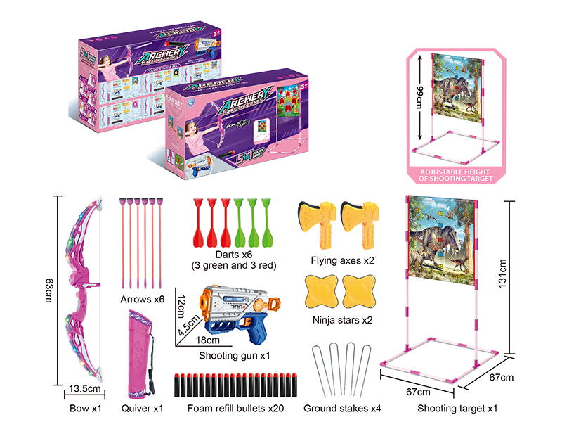 Girls Archery Shooting Series 5 In 1 Classic Games(Dinosaur Cloth Target)