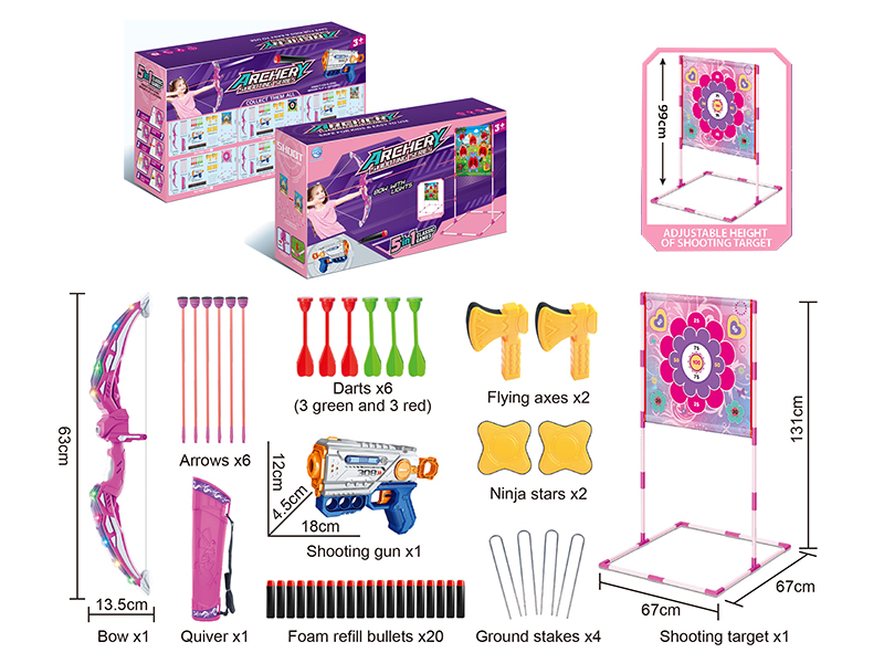 Girls Archery Shooting Series 5 In 1 Classic Games(Flower Cloth Target)