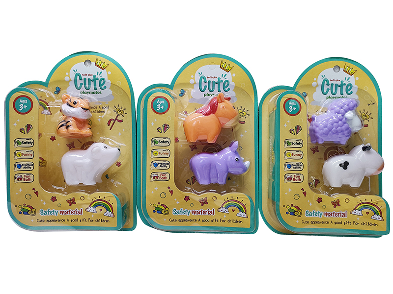 Soft Plastic Animals Bath Toys 2pcs