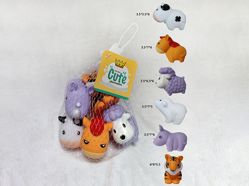 Soft Plastic Animals Bath Toy Set 6PCS