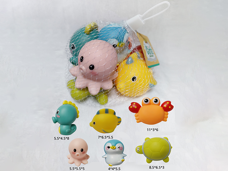 Soft Plastic Animals Bath Toy Set 6PCS