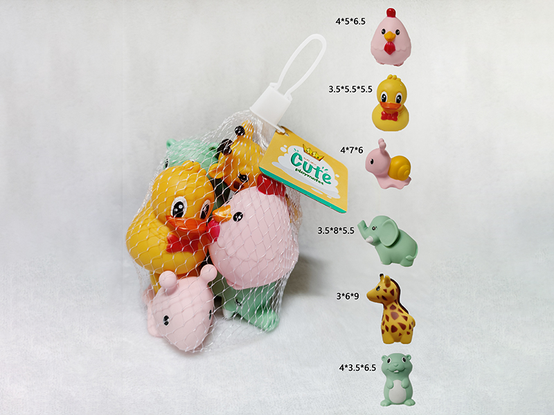 Soft Plastic Animals Bath Toy Set 6PCS