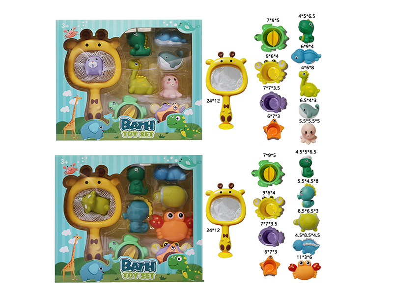 6 Vinyl Animals Bath Toy Set