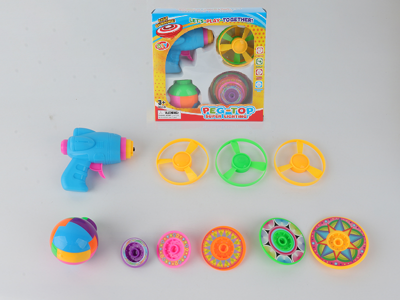 Spinning Top Toy(Launcher + DIY Assembly Top + 5 Layers Stacked Peg-Top)