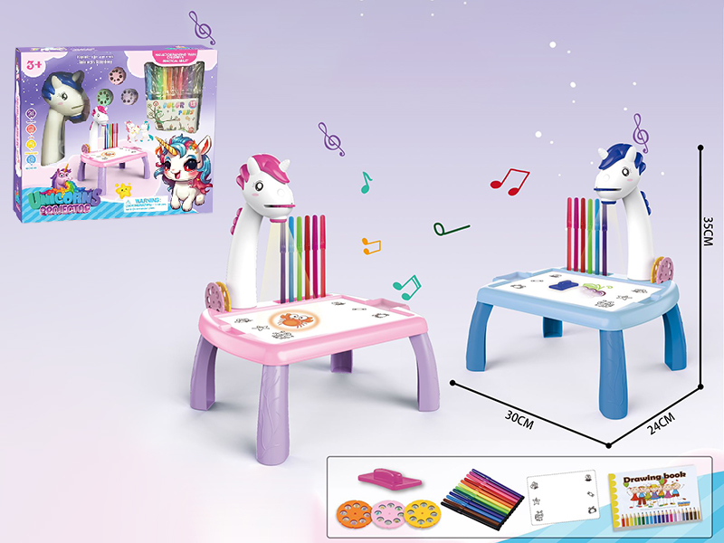 Large Size Unicorn Projection Painting Table With Lights And Music(3 Slides)