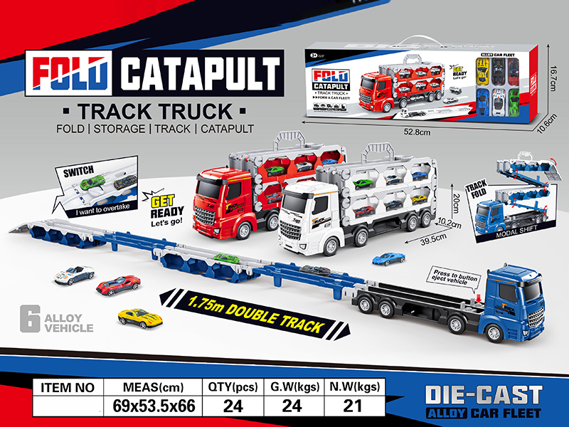 Flod Catapult Track Truck With Alloy Sports Cars