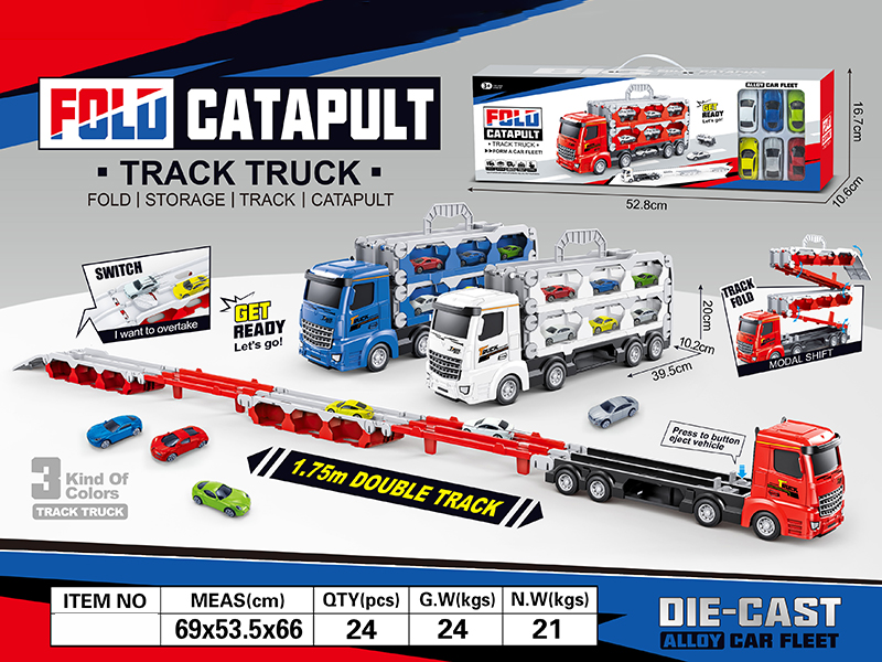 Flod Catapult Track Truck With Alloy Sports Cars