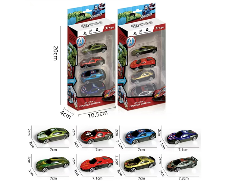 Alloy Slide Racing Cars 4pcs