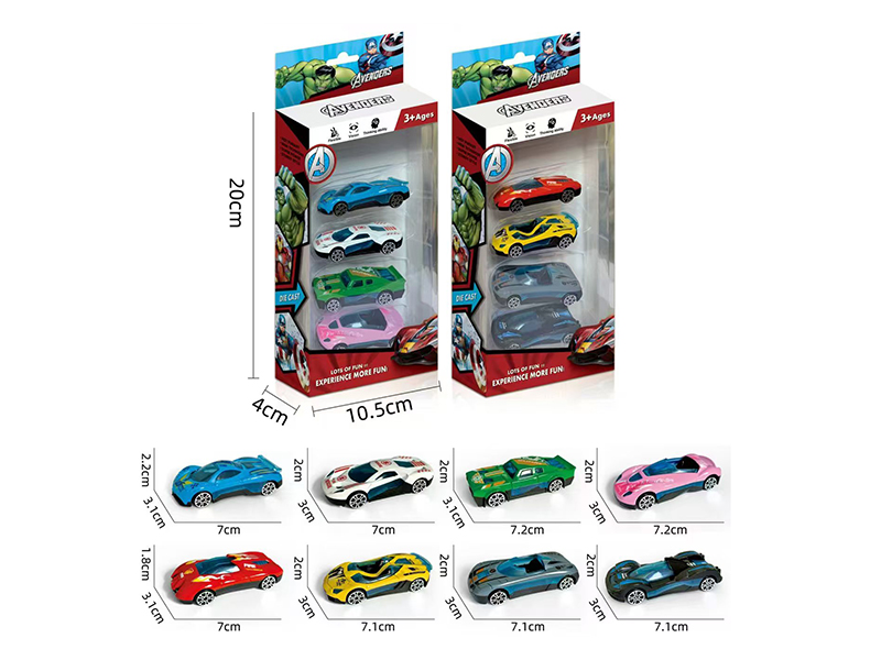 Alloy Slide Racing Cars 4pcs