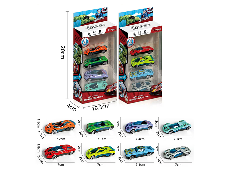 Alloy Slide Racing Cars 4pcs