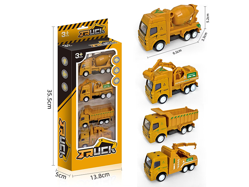 Pull Back Alloy Engineering Trucks 4pcs