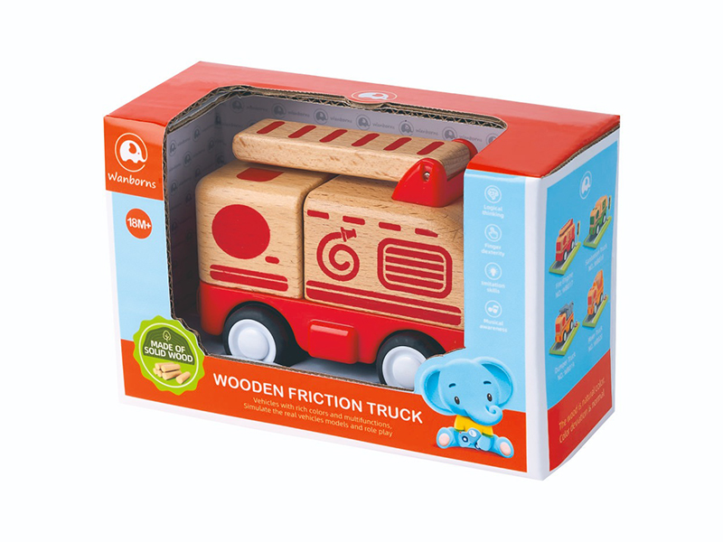 Mini Wooden Fire Truck Eith Music, Lights