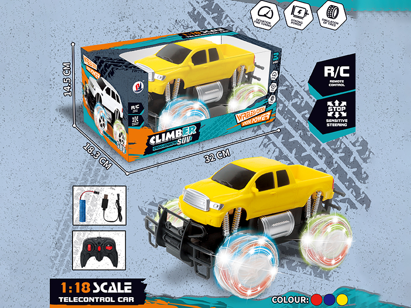 1:18 Remote Control Off-Road Vehicle(Transparent Wheels, With Lights, Included Batteries)