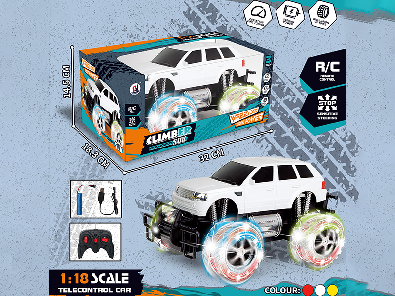 1:18 Remote Control Off-Road Vehicle(Transparent Wheels, With Lights, Included Batteries)