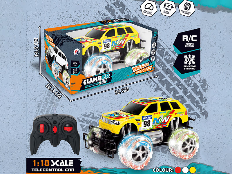 1:18 Remote Control Off-Road Vehicle(Transparent Wheels, With Lights)