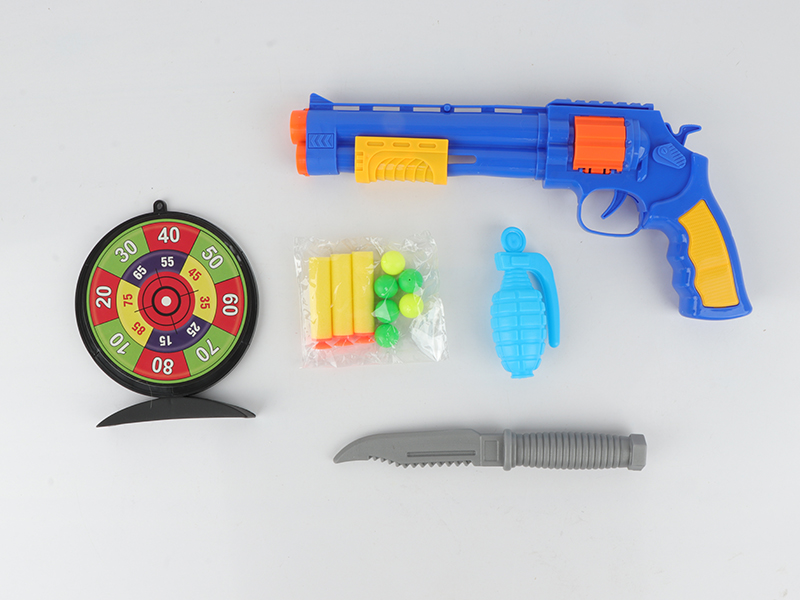 Revolver Soft Bullet&Ping-Pong Ball Gun+Knife, Target, Grenade