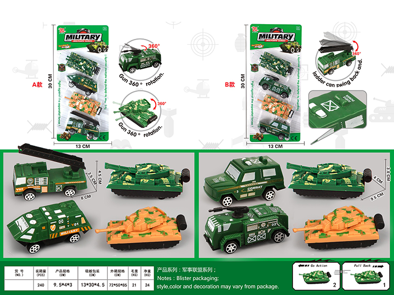 Pull Back Tank+Pull Back Military Trucks