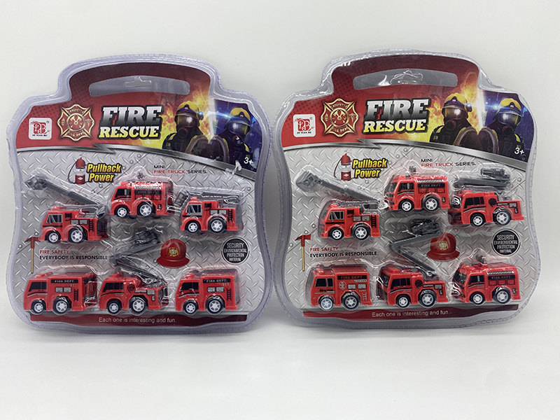 Pull Back Fire Engines 6pcs