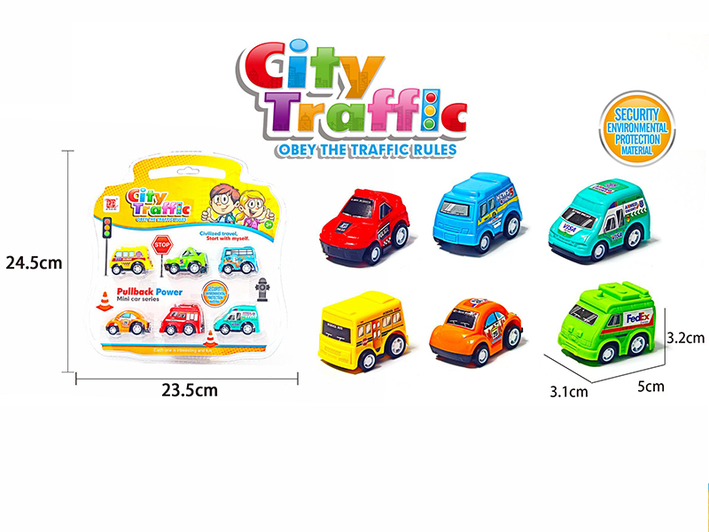 Pull Back City Cars 6pcs