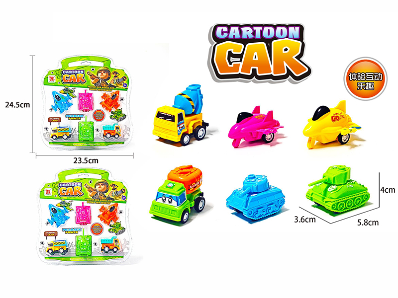 Pull Back Cartoon Cars 6pcs