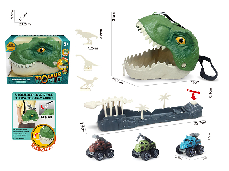 T-Rex Shoulder Bag+3 Slide Dinosaur Engineering Trucks+Launcher, Accessories